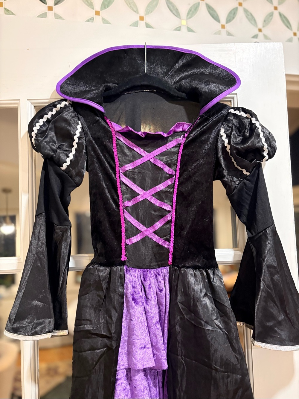Girls Black and Purple Witch Vampire Costume Dress and Headband - Kids Costume